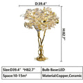 Luxury Creative White Ceramic Ginkgo Biloba Copper Branch Tree Floor Lamp for Living Room and Bedroom - D39.4