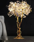 Luxury Creative White Ceramic Ginkgo Biloba Copper Branch Tree Floor Lamp for Living Room and Bedroom - D39.4