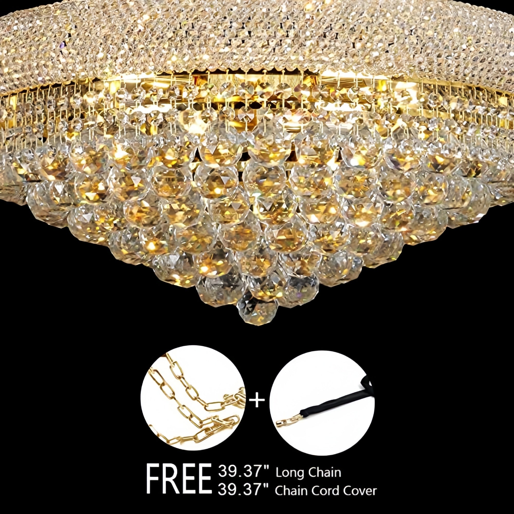Luxury Empire Foyer K9 Crystal Chandelier Light Fixture In Gold/ Chrome Finish - Joyfuzzy