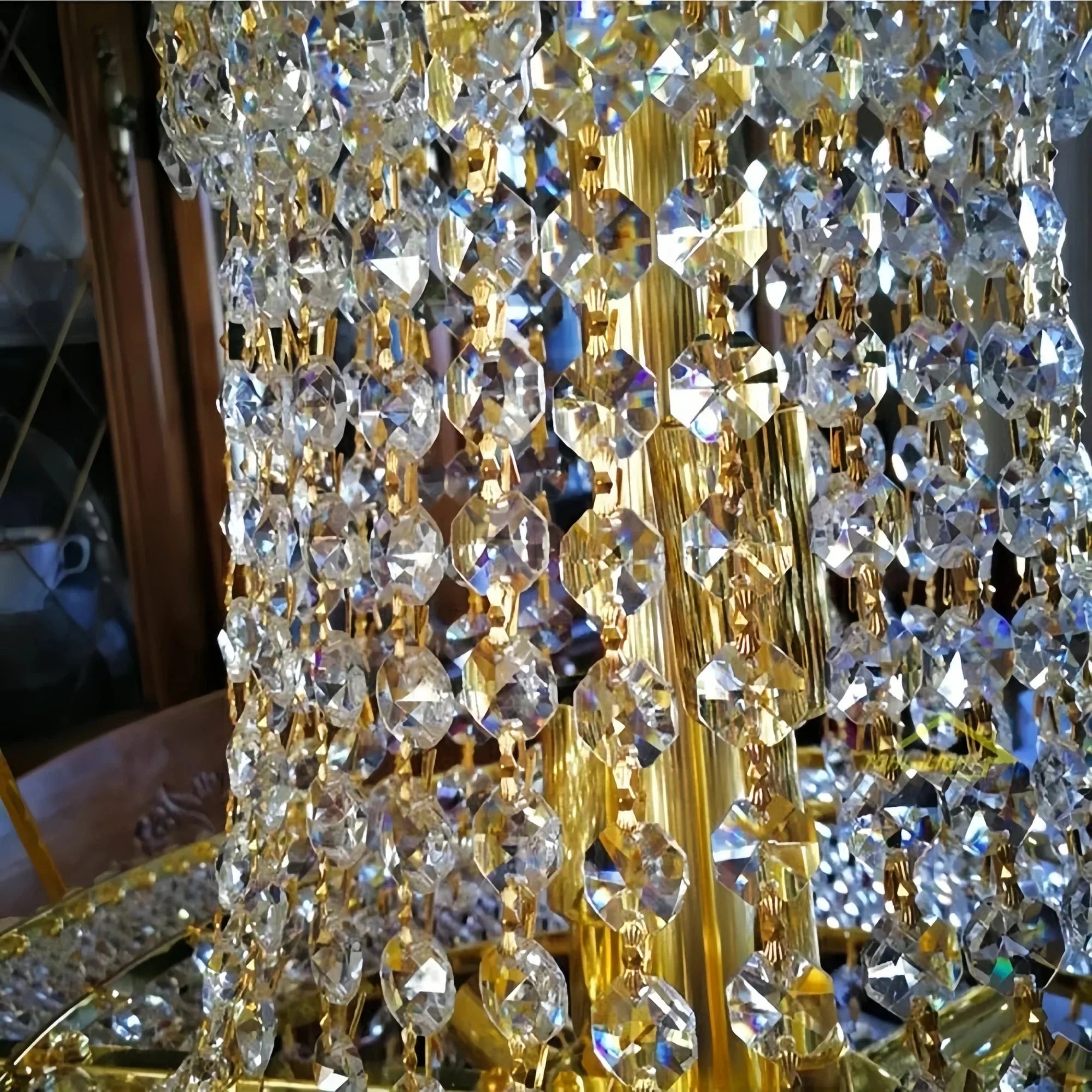 Luxury Empire Foyer K9 Crystal Chandelier Light Fixture In Gold/ Chrome Finish - Joyfuzzy
