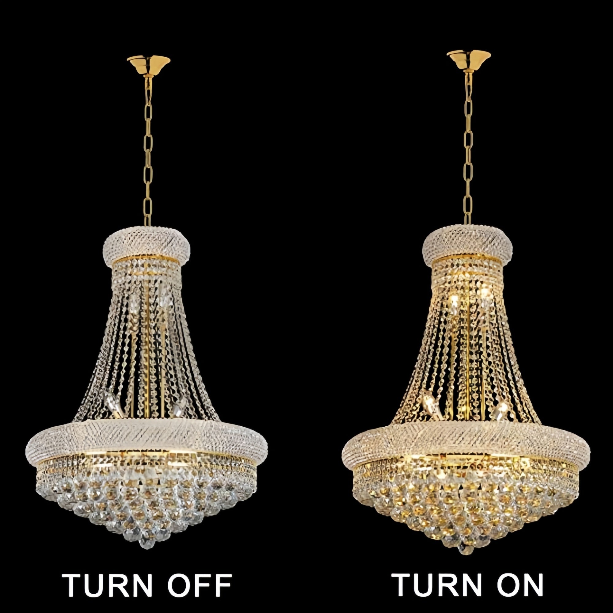 Luxury Empire Foyer K9 Crystal Chandelier Light Fixture In Gold/ Chrome Finish - Joyfuzzy