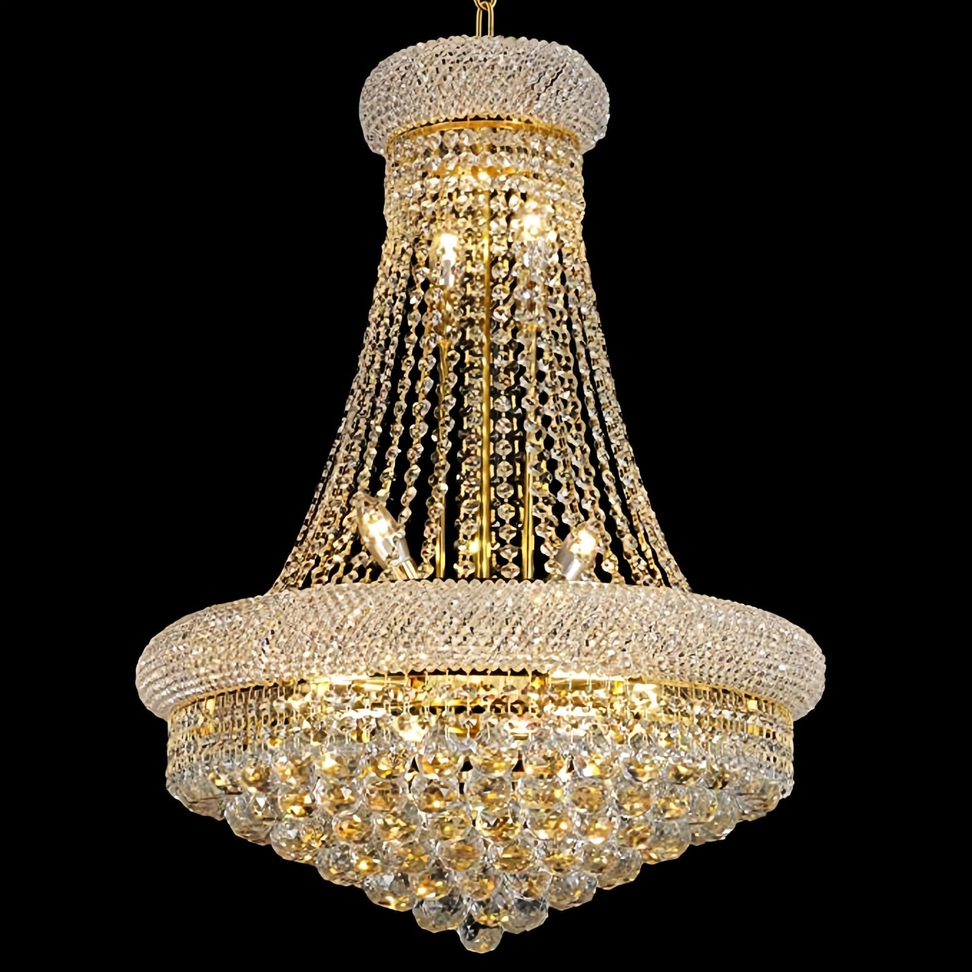 Luxury Empire Foyer K9 Crystal Chandelier Light Fixture In Gold/ Chrome Finish - Joyfuzzy