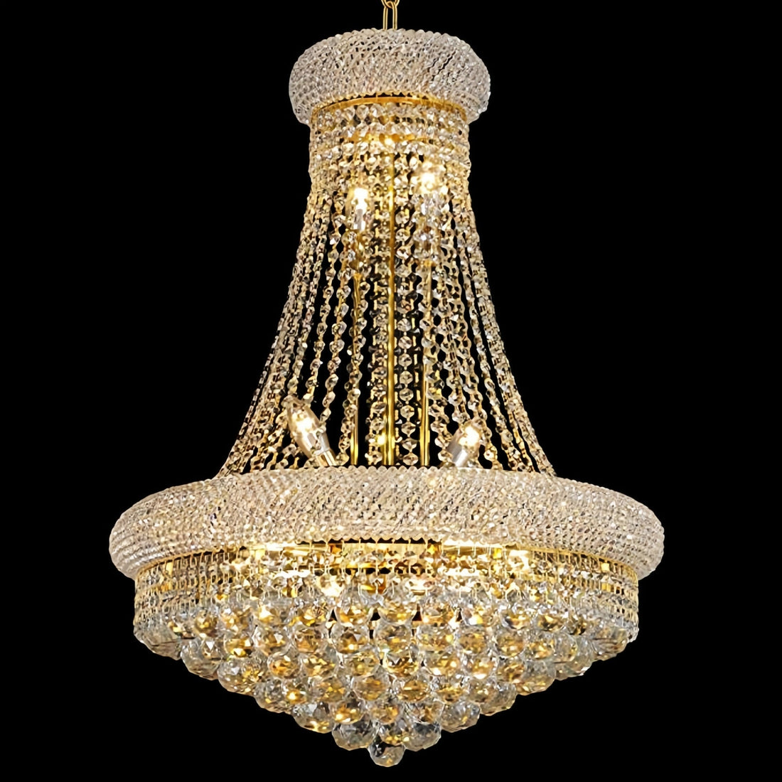 Luxury Empire Foyer K9 Crystal Chandelier Light Fixture In Gold/ Chrome Finish - Joyfuzzy