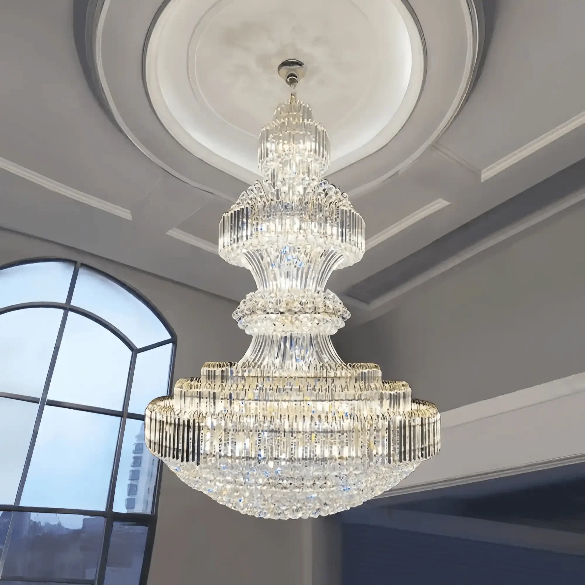 Luxury Extra Large Crystal Chandelier Round Ceiling Light Fixture for Foyer, Entryway & Entrance - Joyfuzzy