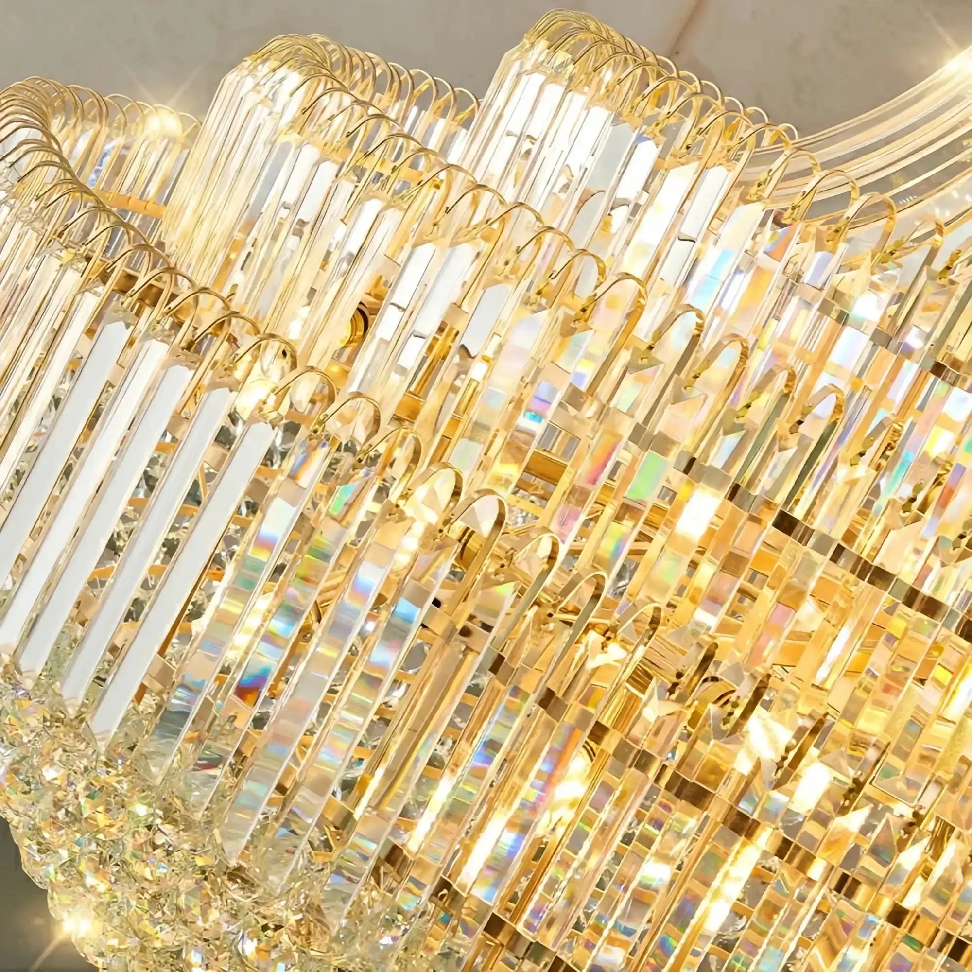Luxury Extra Large Crystal Chandelier Round Ceiling Light Fixture for Foyer, Entryway & Entrance - Joyfuzzy