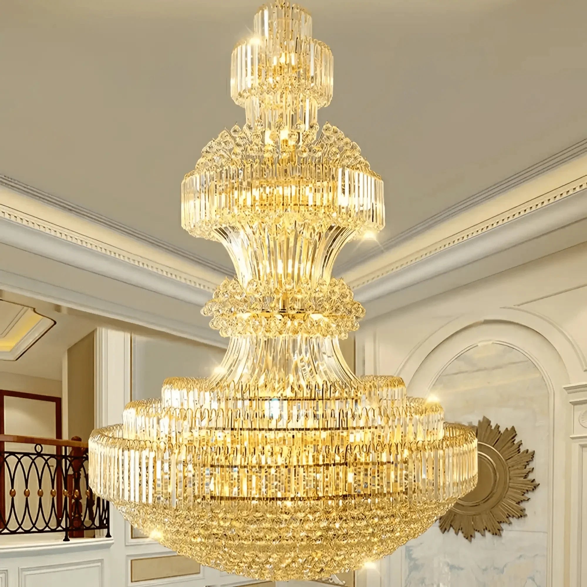 Luxury Extra Large Crystal Chandelier Round Ceiling Light Fixture for Foyer, Entryway & Entrance - Joyfuzzy