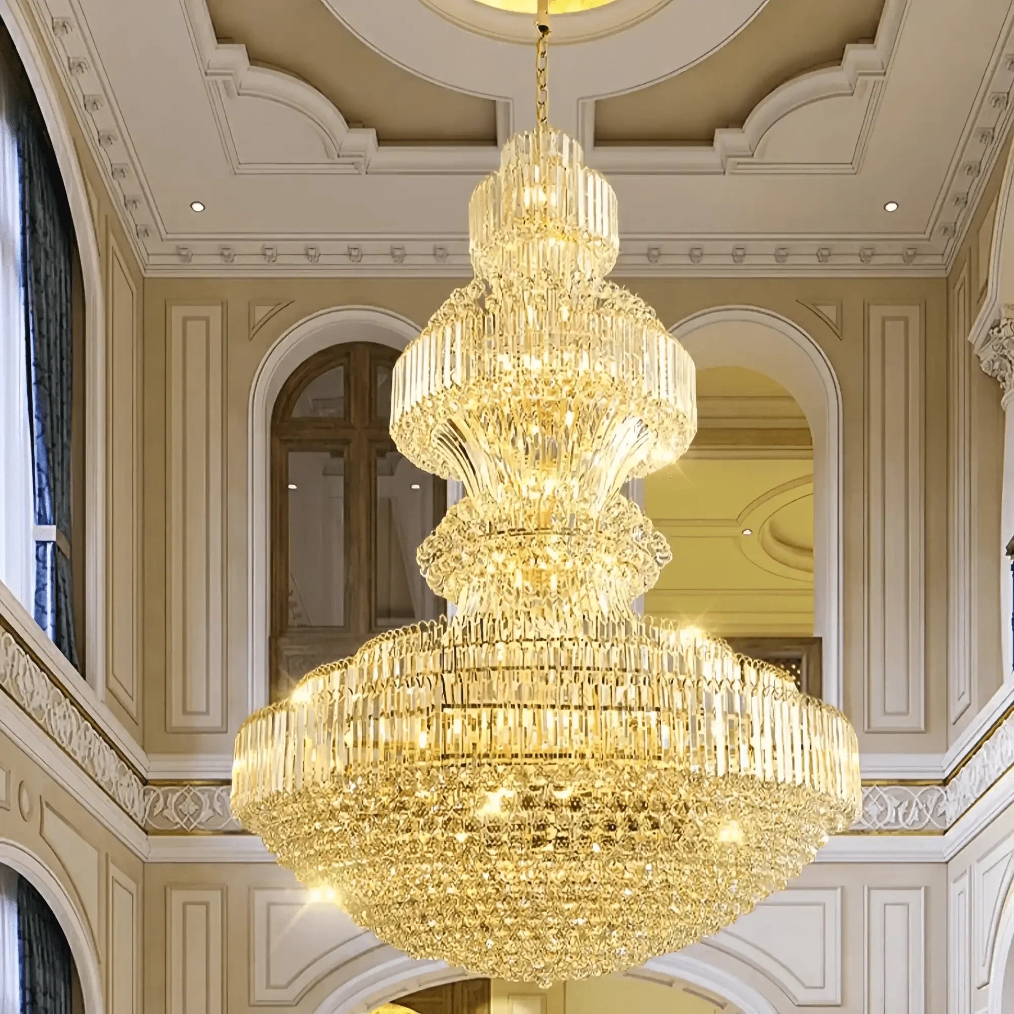 Luxury Extra Large Crystal Chandelier Round Ceiling Light Fixture for Foyer, Entryway & Entrance - Joyfuzzy