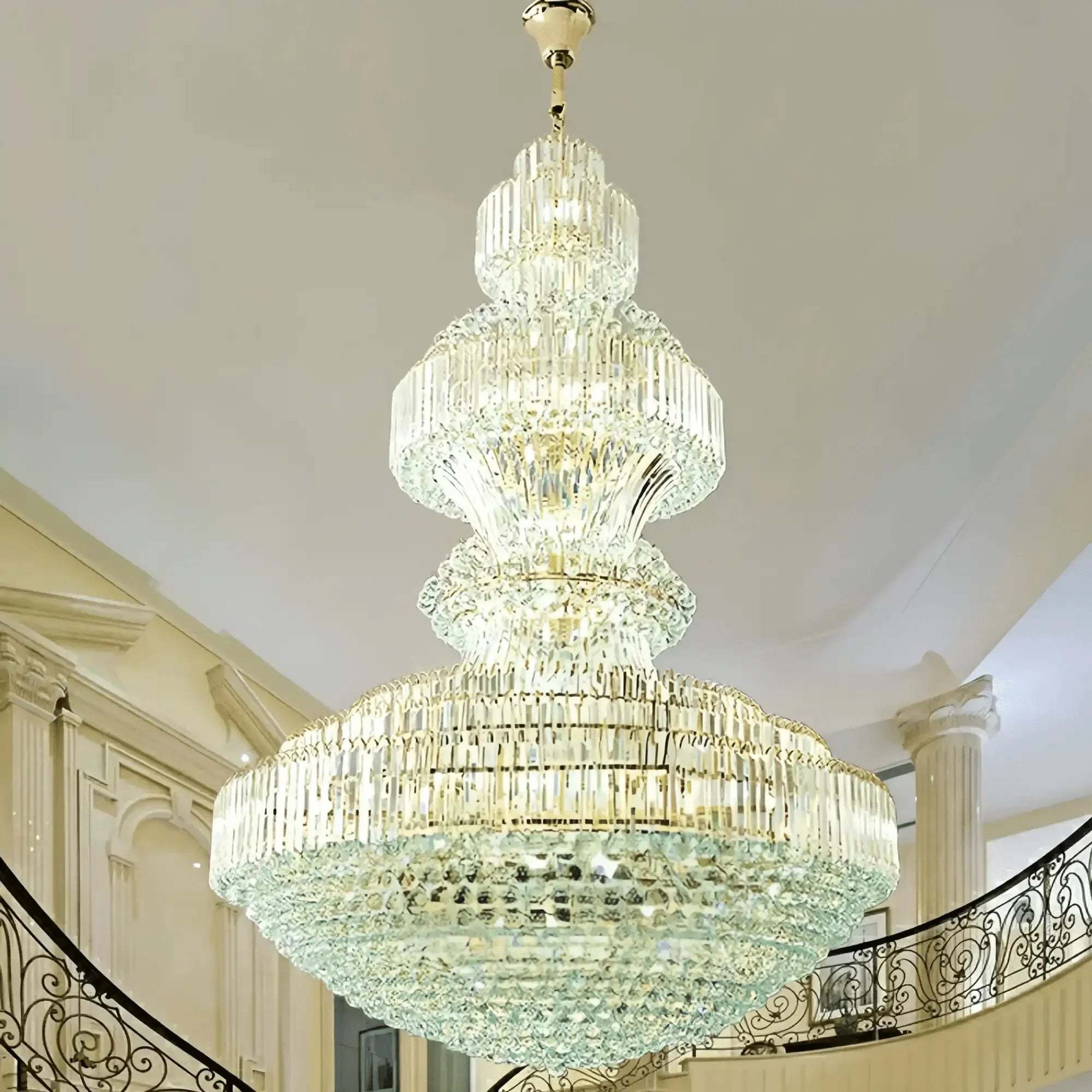 Luxury Extra Large Crystal Chandelier Round Ceiling Light Fixture for Foyer, Entryway & Entrance - Joyfuzzy