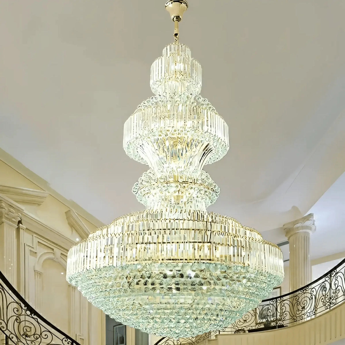 Luxury Extra Large Crystal Chandelier Round Ceiling Light Fixture for Foyer, Entryway & Entrance - Joyfuzzy
