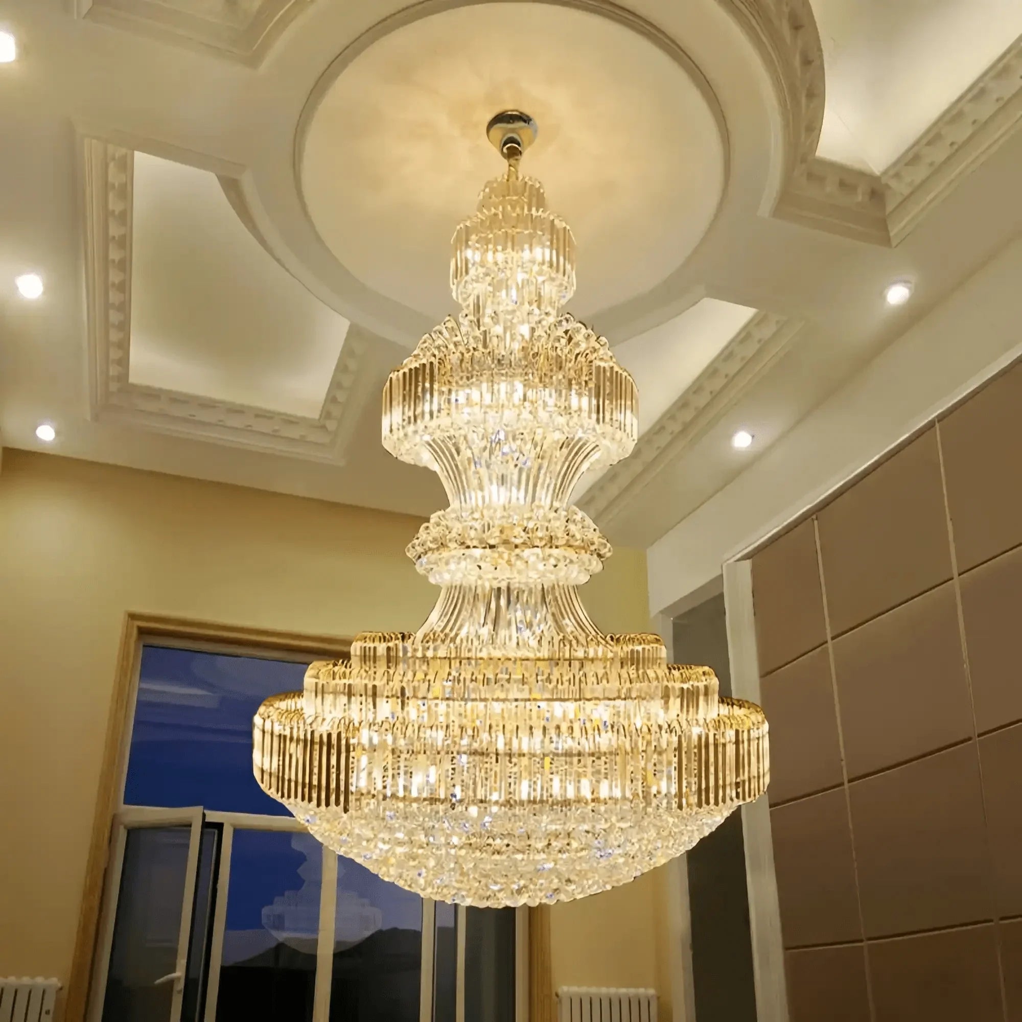 Luxury Extra Large Crystal Chandelier Round Ceiling Light Fixture for Foyer, Entryway & Entrance - Joyfuzzy