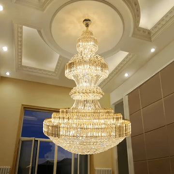 Luxury Extra Large Crystal Chandelier Round Ceiling Light Fixture for Foyer, Entryway & Entrance - Joyfuzzy