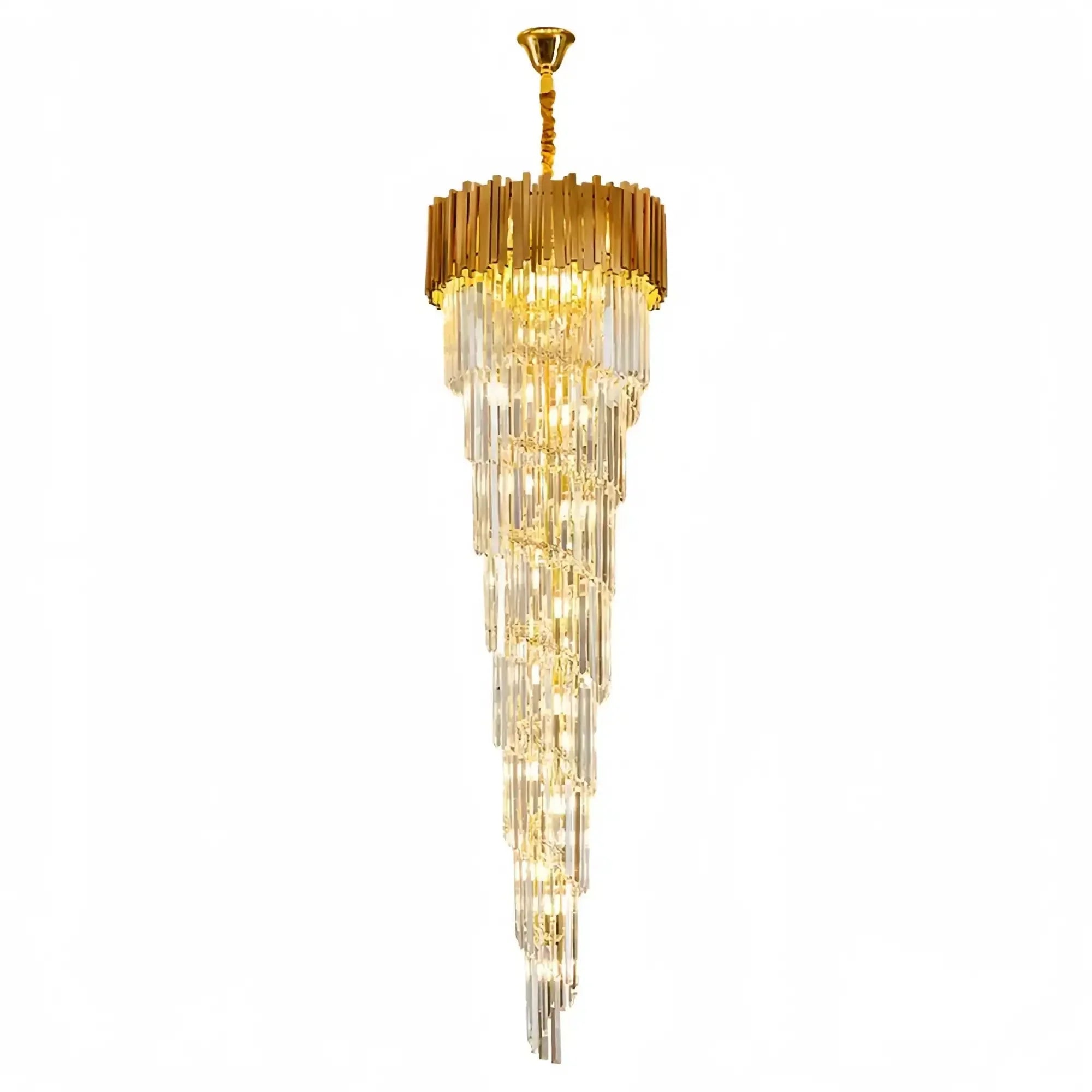 Luxury Gold Spiral Crystal Chandelier for Staircase/Foyer/Entryway - Joyfuzzy
