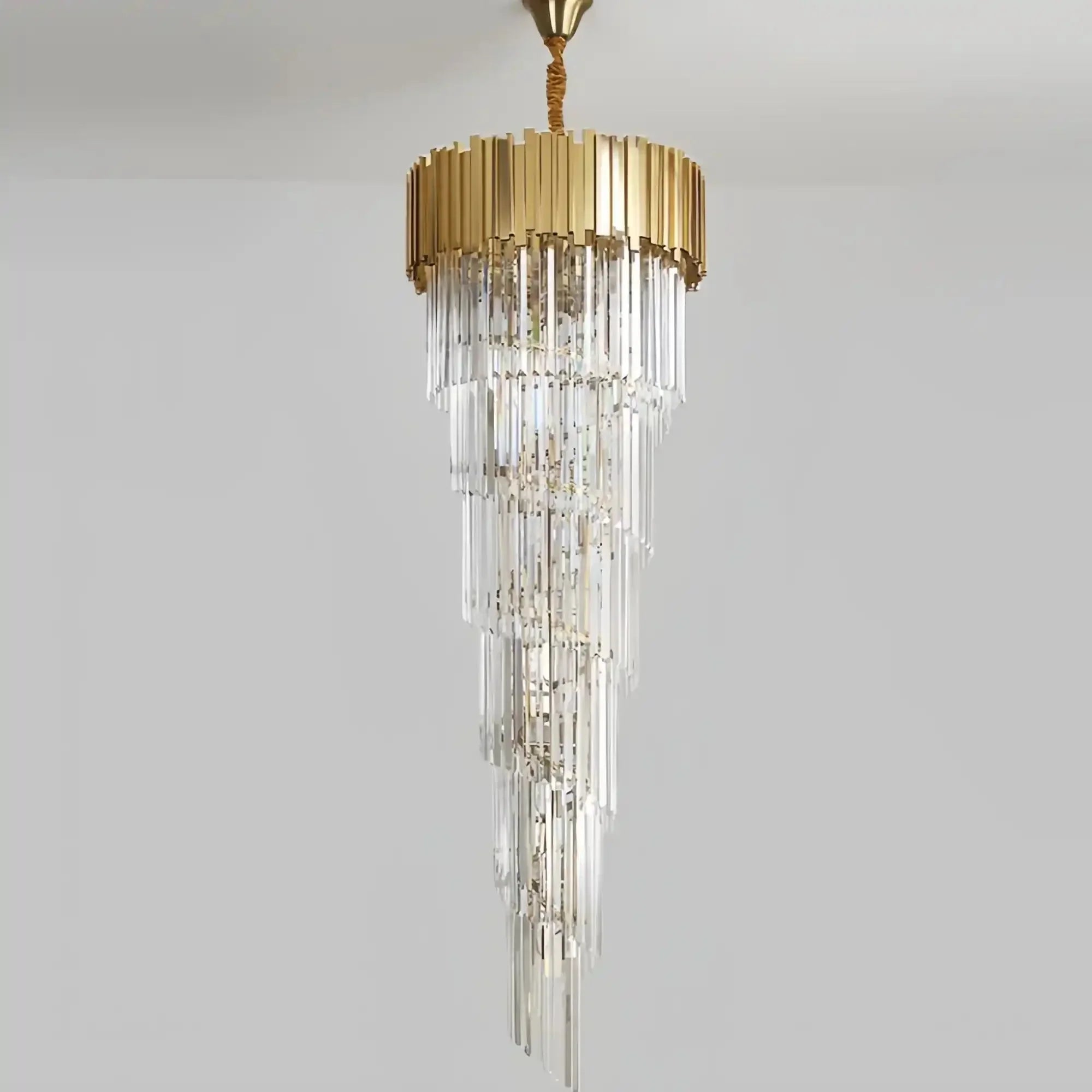 Luxury Gold Spiral Crystal Chandelier for Staircase/Foyer/Entryway - Joyfuzzy