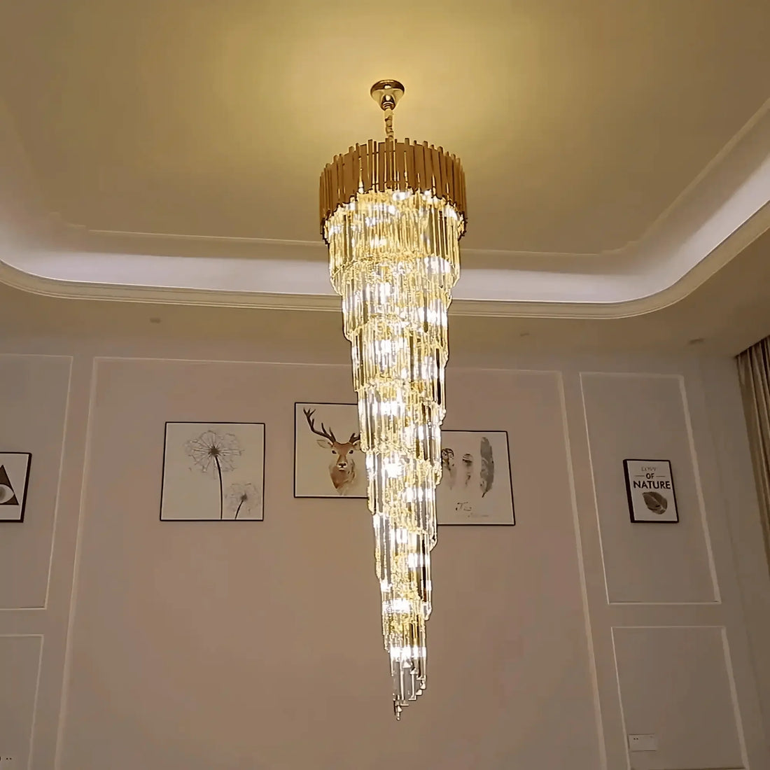 Luxury Gold Spiral Crystal Chandelier for Staircase/Foyer/Entryway - Joyfuzzy