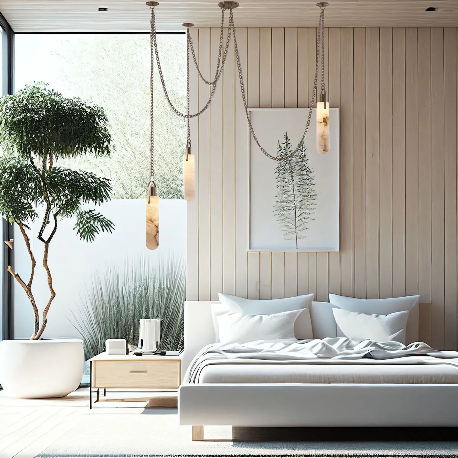 Luxury Modern Alabaster Flint 5 Light LED Multi-Drop Pendant