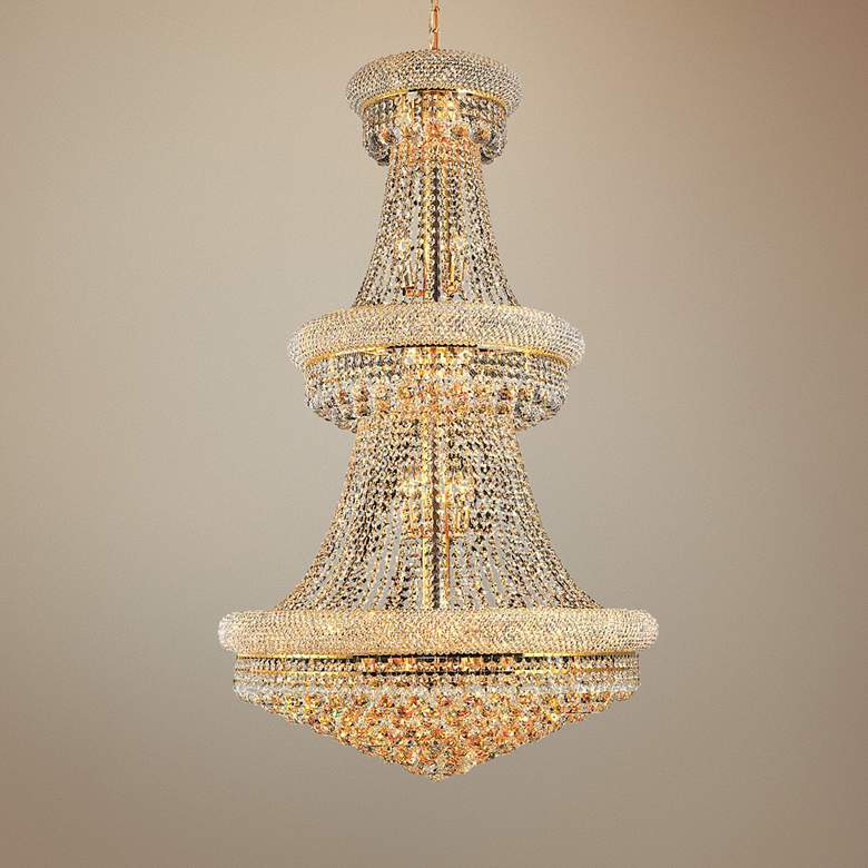 Luxury Modern Primo Wide Gold Crystal Chandelier for High Ceiling Foyer & Staircase - GoldJoyfuzzy