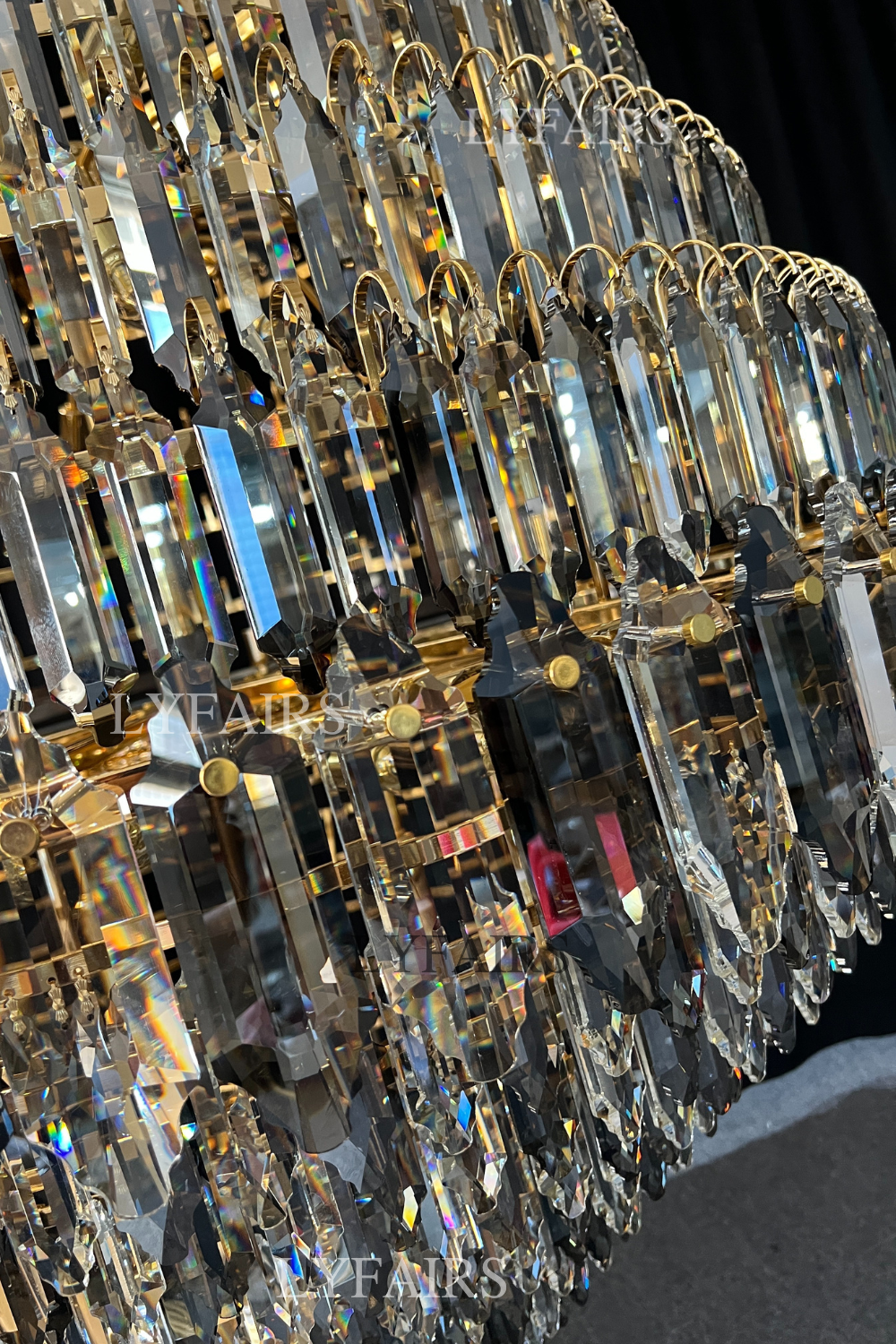 Luxury Multi - tiered Honeycomb Crystal Chandelier for High Ceiling - D23.6"*H35.4"/16 Lights/23 kgGoldWarm LightJoyfuzzy