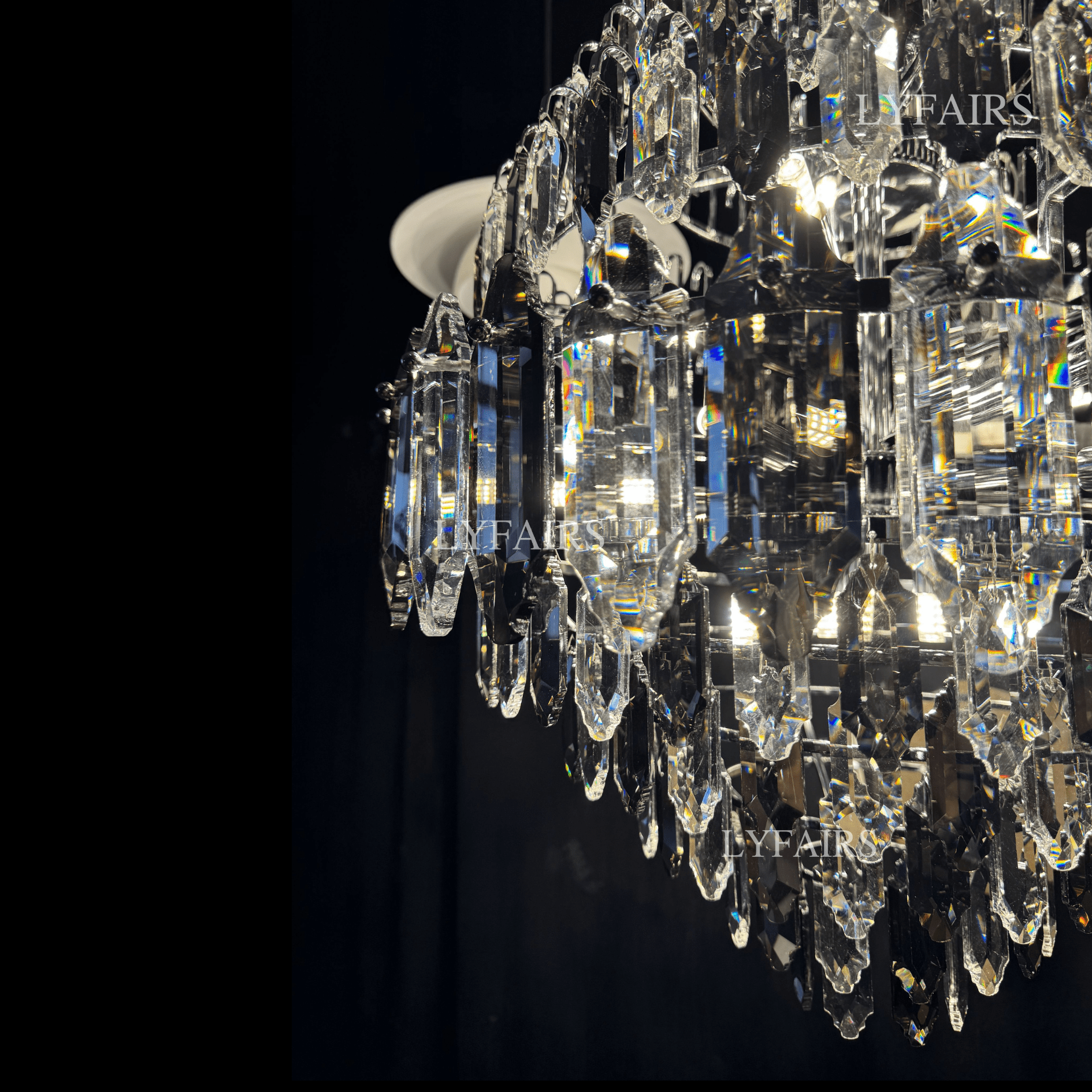 Luxury Multi - tiered Honeycomb Crystal Chandelier for High Ceiling - D23.6"*H35.4"/16 Lights/23 kgGoldWarm LightJoyfuzzy