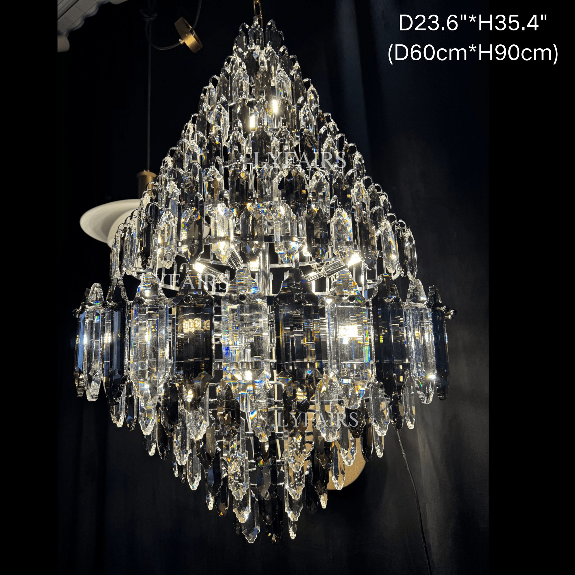 Luxury Multi - tiered Honeycomb Crystal Chandelier for High Ceiling - D23.6"*H35.4"/16 Lights/23 kgGoldWarm LightJoyfuzzy