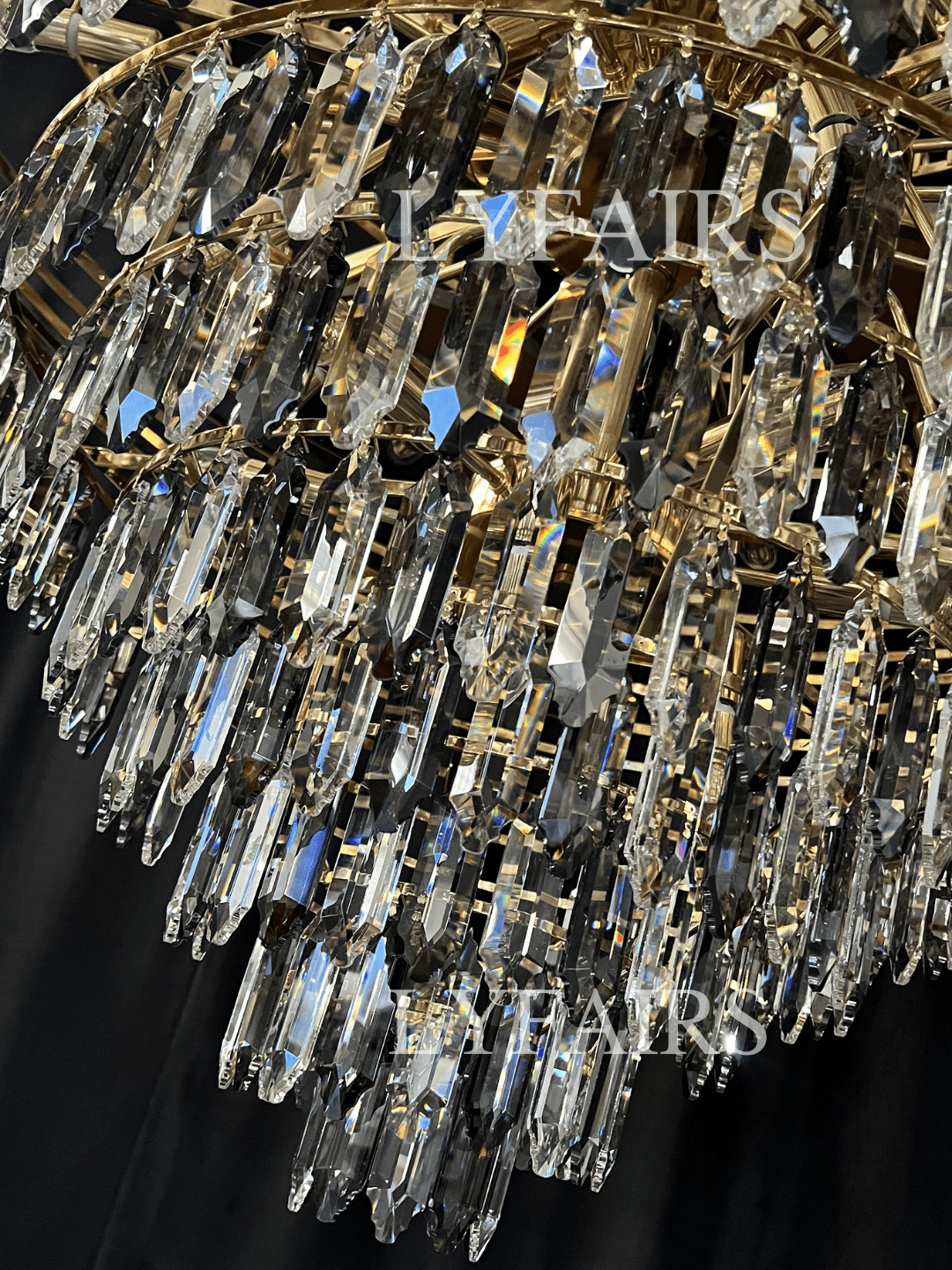 Luxury Multi - tiered Honeycomb Crystal Chandelier for High Ceiling - D23.6"*H35.4"/16 Lights/23 kgGoldWarm LightJoyfuzzy