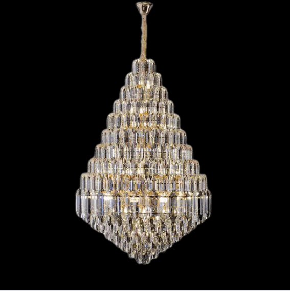 Luxury Multi - tiered Honeycomb Crystal Chandelier for High Ceiling - D23.6"*H35.4"/16 Lights/23 kgGoldWarm LightJoyfuzzy