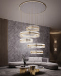 5-Ring Crystal Chandelier in Gold Finish-Joyfuzzy