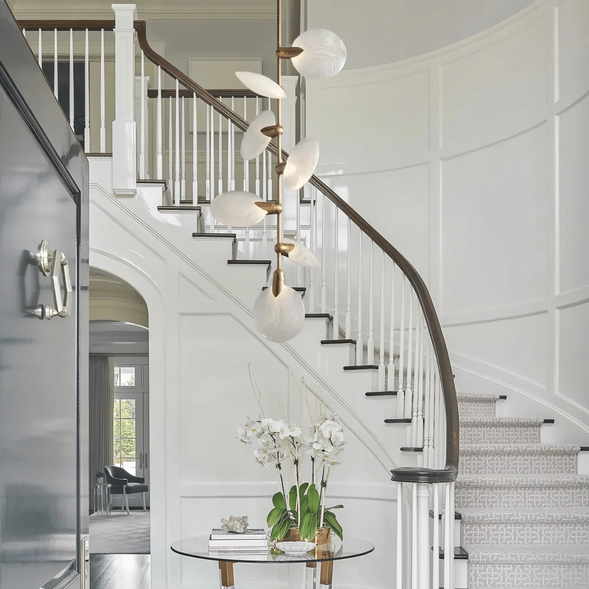 Lyla Pendant Modern Alabaster Pendant for Staircase Foyer - Joyfuzzy