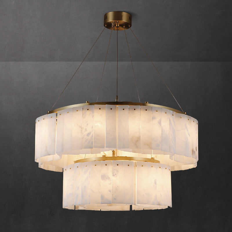 Lysander Modern Two- Tier Alabaster Chandelier Lighting