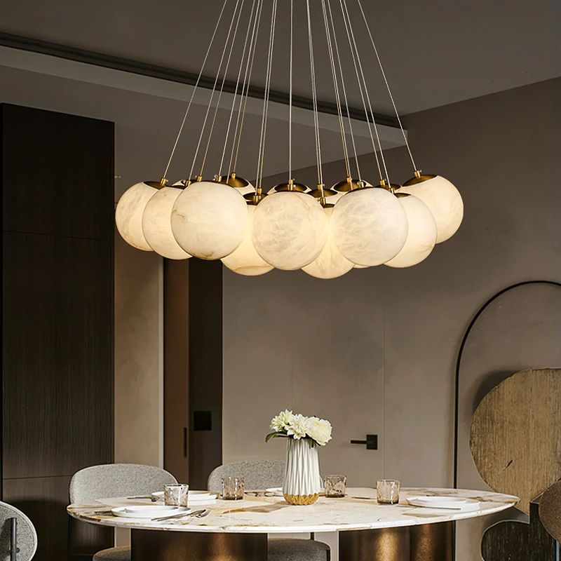 Alabaster Multi-lights Ceiling Pendant chandeliers for dining room,chandeliers for stairways,chandeliers for foyer,chandeliers for bedrooms,chandeliers for kitchen,chandeliers for living room Rbrights 19 Ball