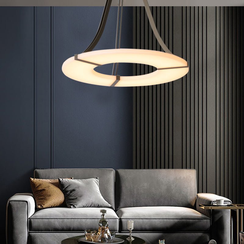 Maxine Modern Round Alabaster Plate Chandelier, Exquisite Illumination - 33.5" DJoyfuzzy