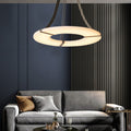 Maxine Modern Round Alabaster Plate Chandelier, Exquisite Illumination - 33.5