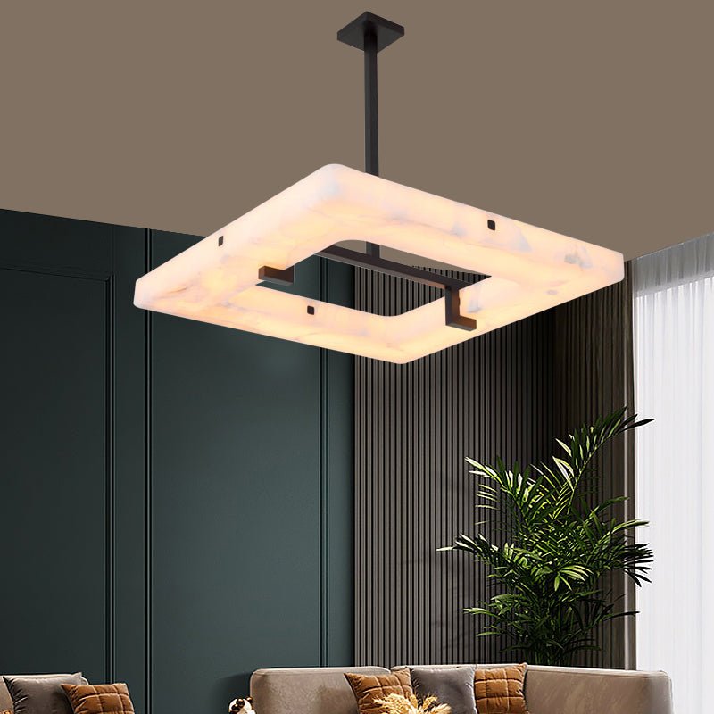 Maxine Modern Square Alabaster Living Room Chandelier - Joyfuzzy