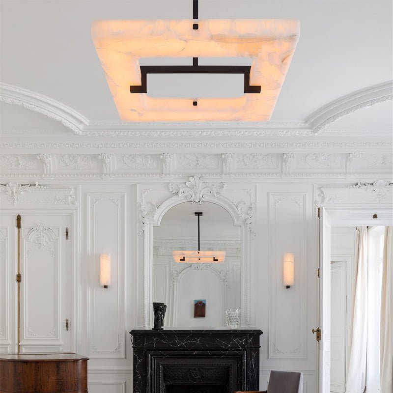 Maxine Modern Square Alabaster Living Room Chandelier - Joyfuzzy