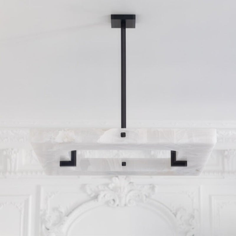 Maxine Modern Square Alabaster Living Room Chandelier - Joyfuzzy