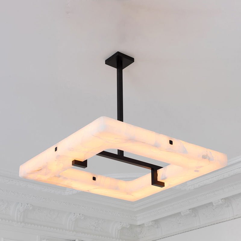 Maxine Modern Square Alabaster Living Room Chandelier - Joyfuzzy