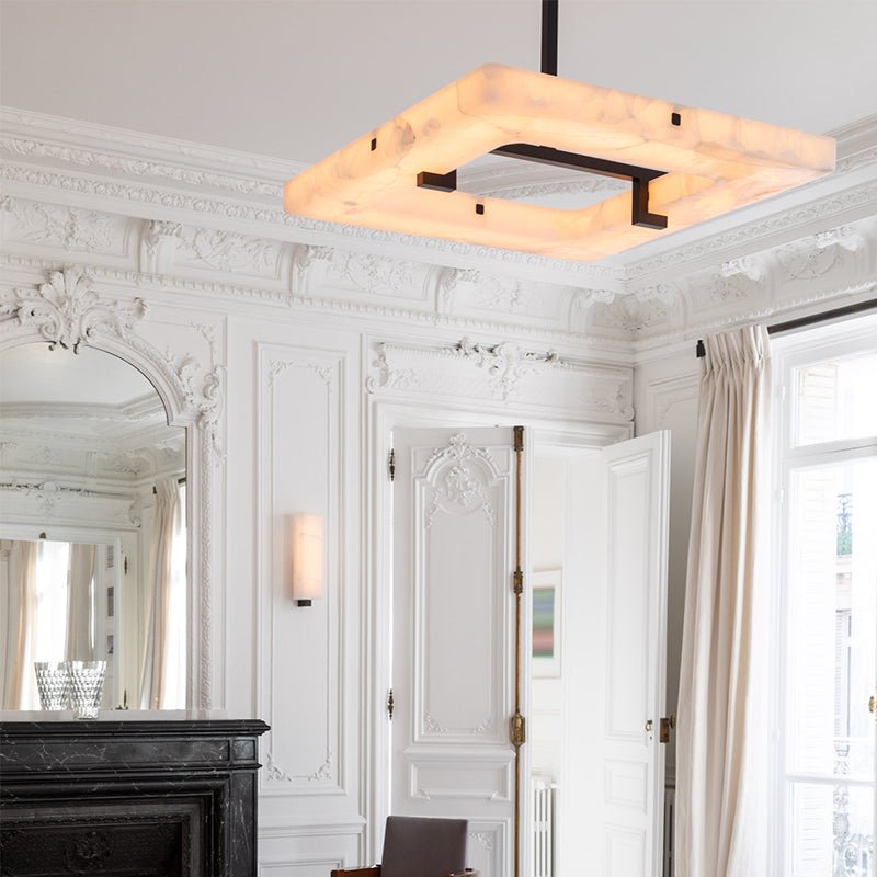 Maxine Modern Square Alabaster Living Room Chandelier - Joyfuzzy