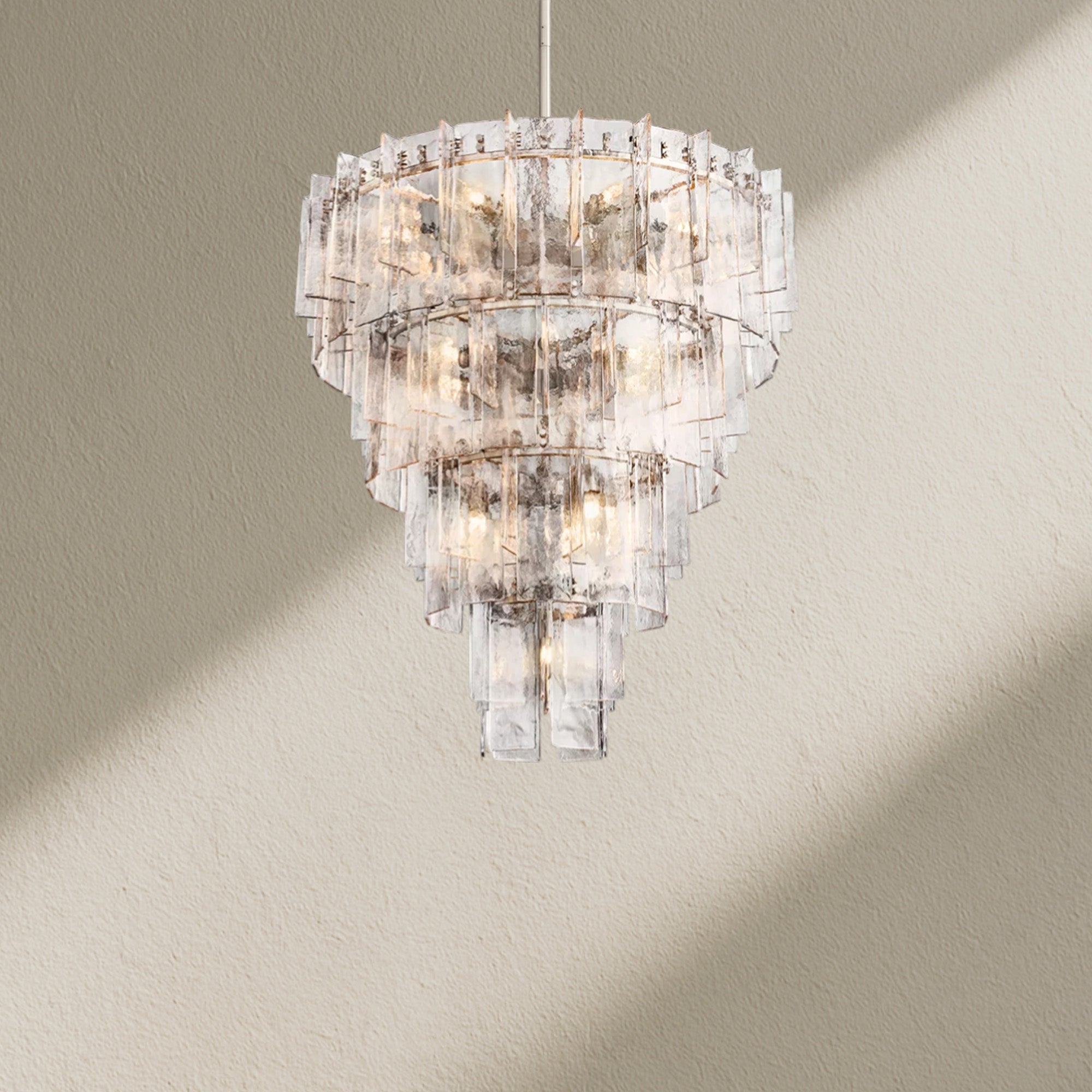 Lafz Clear Glass Tiered Round Chandelier 47"