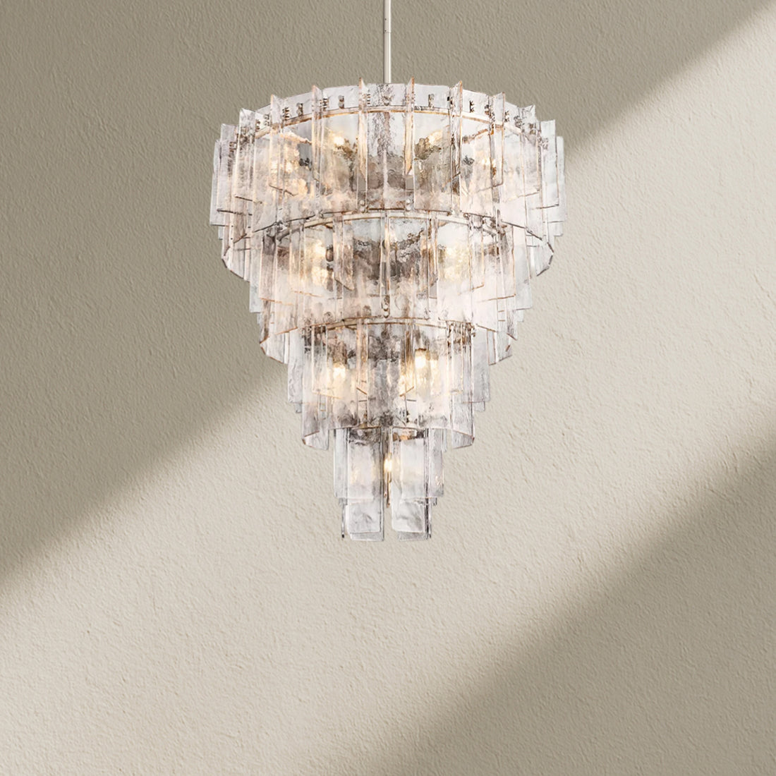 Lafz Clear Glass Tiered Round Chandelier 47"