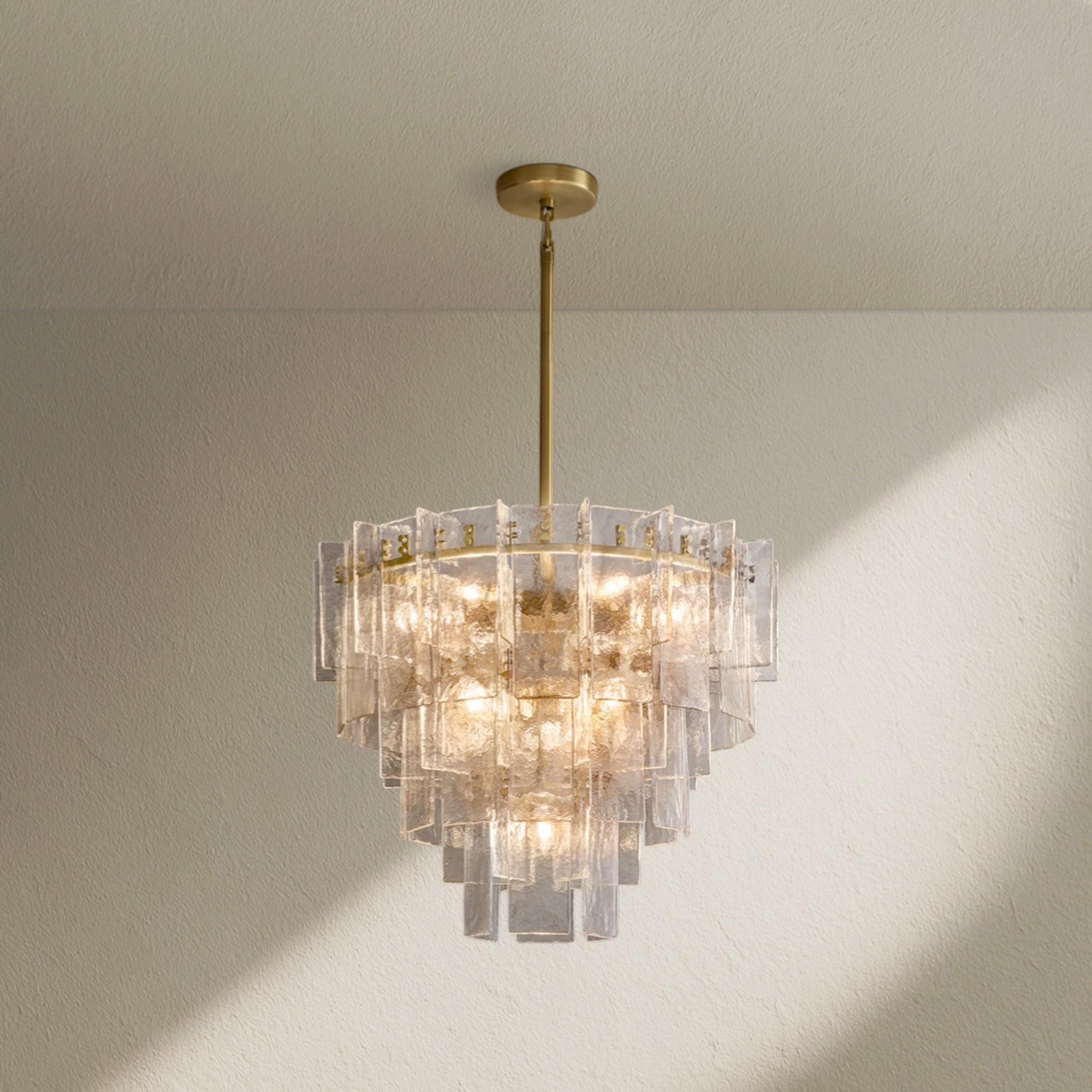 Lafz Clear Glass Tiered Round Chandelier 36"