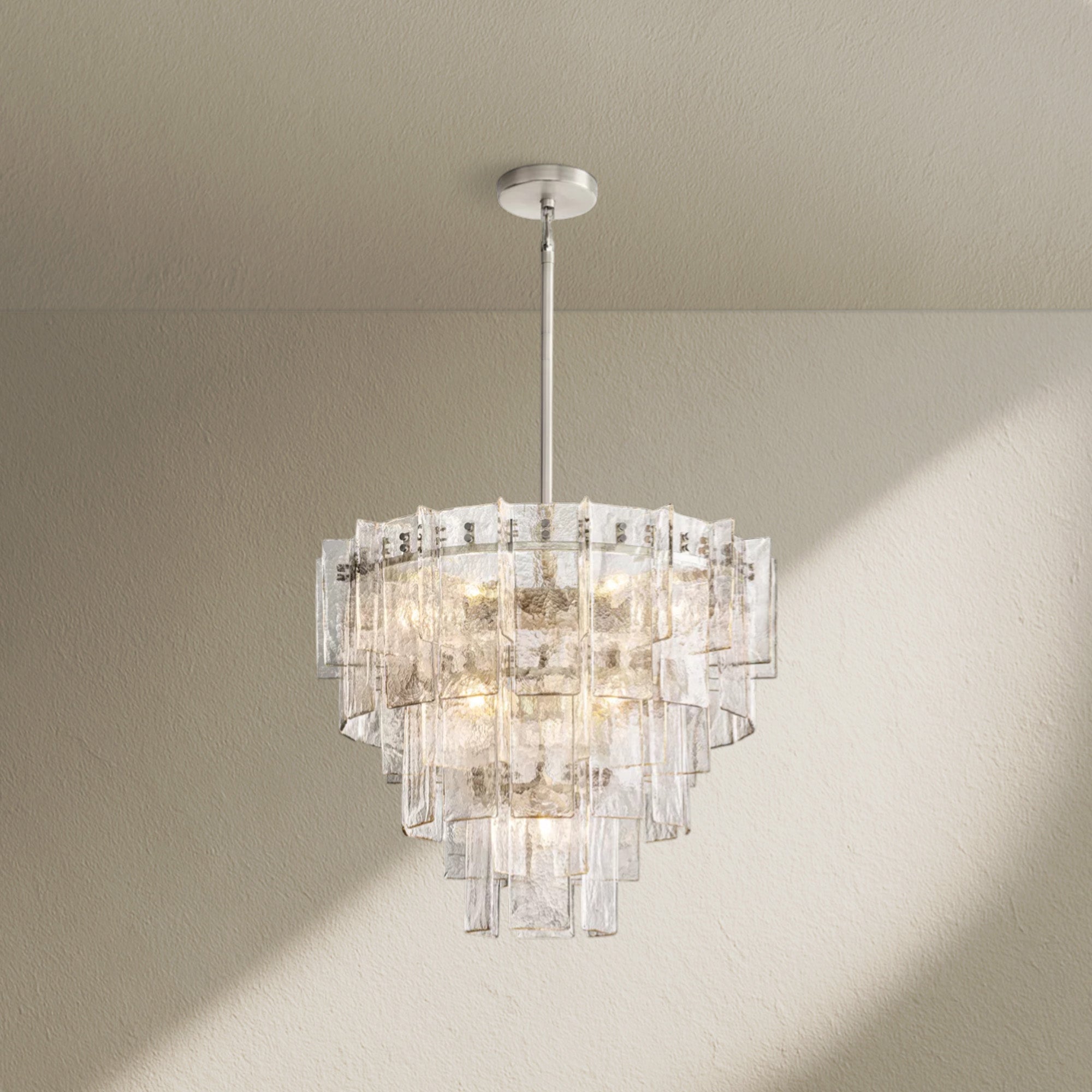 Lafz Clear Glass Tiered Round Chandelier 36"