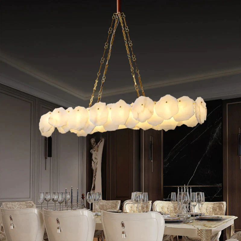 Joyfuzzy Alabaster OvalI Chandelier, Dining Room Chandelier
