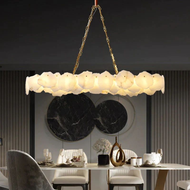 Joyfuzzy Alabaster OvalI Chandelier, Dining Room Chandelier