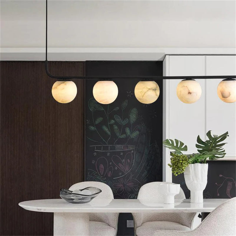 Joyfuzzy Amaris Alabaster Global Kitchen Island Pendant 5 Lights