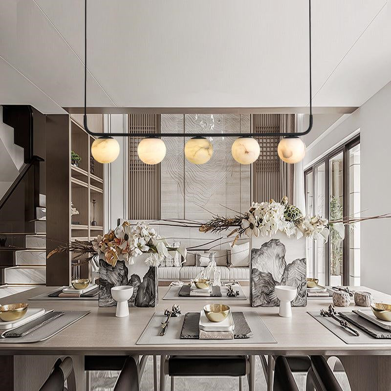 Joyfuzzy Amaris Alabaster Global Kitchen Island Pendant 5 Lights