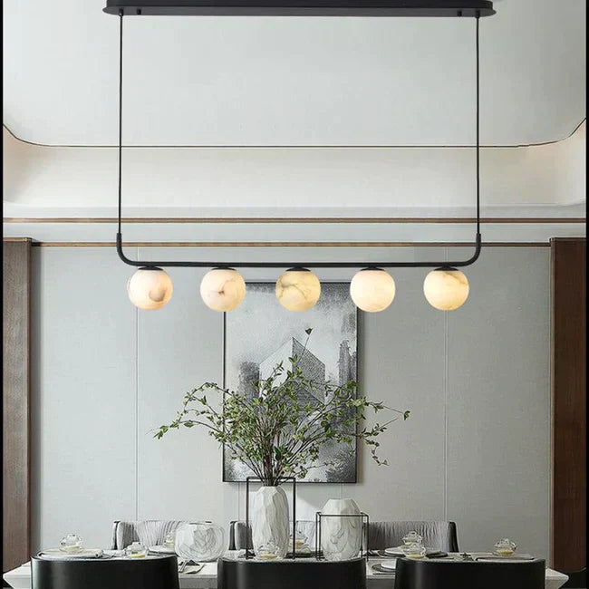 Joyfuzzy Amaris Alabaster Global Kitchen Island Pendant 5 Lights