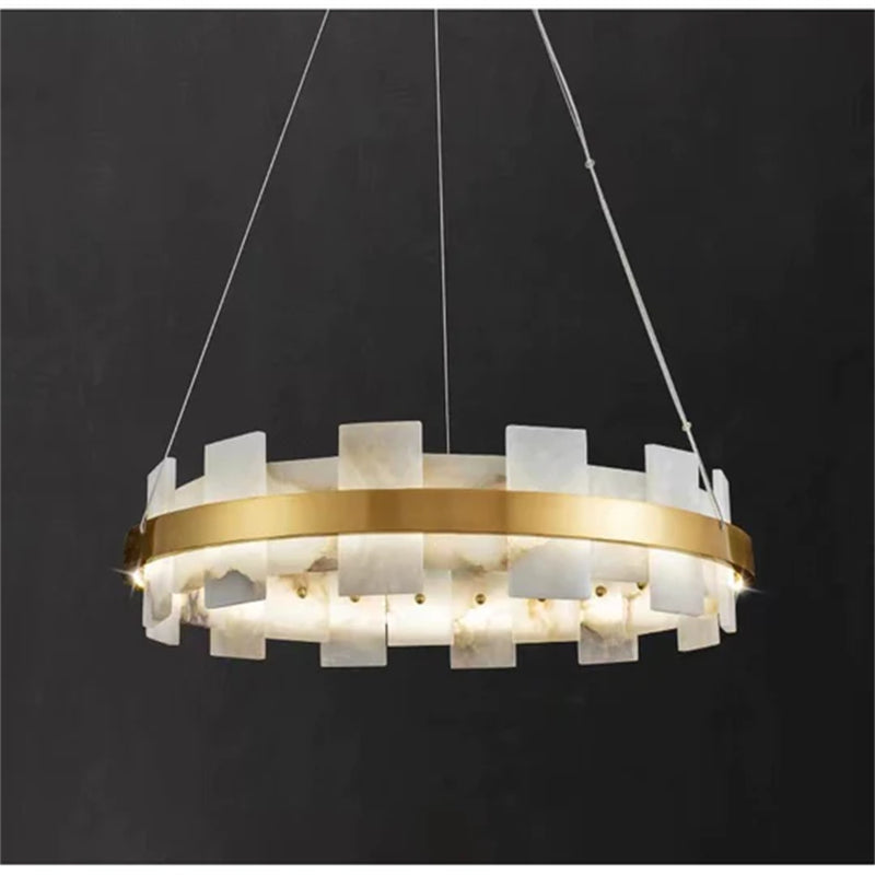 Joyfuzzy Anita Modern Round Alabaster Chandelier For Living Room