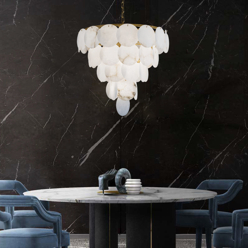 Joyfuzzy Aurora Round Chandelier Alabaster for Living Room Dining Table