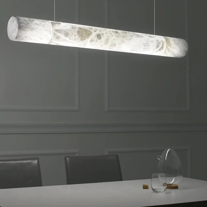 Joyfuzzy Avis Alabaster Linear Pendant Light Over Kitchen Island