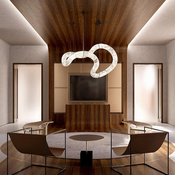 Joyfuzzy Beverly Symmetrical Entryway Alabaster Pendant Light for Dining Table