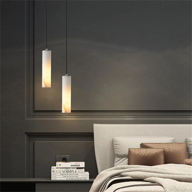Joyfuzzy Eudora Alabaster Modern Pendant Light For Foyer And Staircase Area